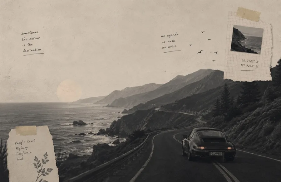 Pacific Coast Highway — cliffs and ocean along a winding road